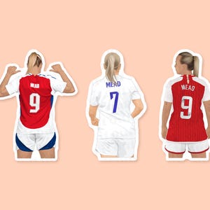 Naklejki winylowe Beth Mead, Naklejki piłkarskie dla kobiet, Naklejki Arsenal Women, Naklejki Lionesses, Prezenty piłkarskie dla kobiet, Prezenty angielskie Lionesses
