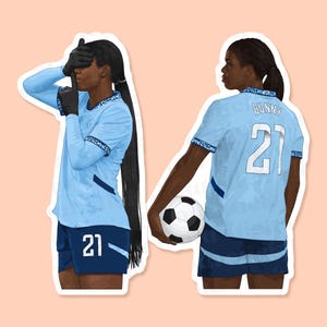 Adesivos de vinil Khadija 'Bunny' Shaw, Adesivo de futebol feminino, Man City feminino, Adesivos WSL, Presentes de futebol feminino, Adesivos Man City