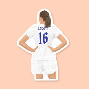 Naklejka winylowa Jill Scott, naklejka piłkarska dla kobiet, naklejka Lionesses, prezenty dla angielskich Lionesses, piłka nożna kobiet w Anglii, Man City Women