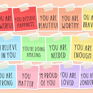 Adesivo in vinile Post-It con affermazione positiva, adesivi positivi, adesivi per specchi, adesivi per l'amor proprio, adesivi per la manifestazione, citazioni sulla fiducia