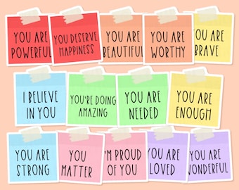 Positive Affirmation Post-It Vinyl Sticker, Positive Stickers, Mirror Stickers, Self Love Sticker, Manifestation Stickers, Confidence Quotes