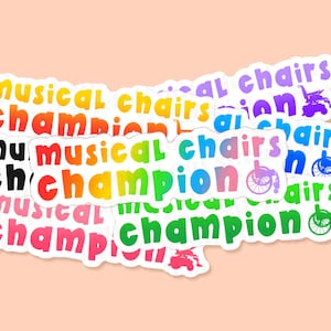 Adesivo de vinil campeão das cadeiras musicais, adesivo para deficientes, adesivos engraçados, adesivos para cadeira de rodas, auxiliar de mobilidade, adesivo para cadeira elétrica