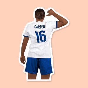 Adesivo de vinil Jess Carter, adesivo de Lionesses da Inglaterra, presentes de Lionesses, adesivos de futebol feminino, Inglaterra feminina, adesivos WSL, Chelsea FC
