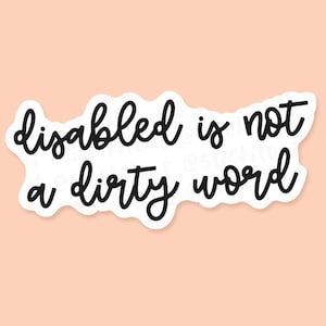 Vinylsticker gehandicapten is geen vies woord, stickers voor gehandicapten, rolstoelsticker, sticker chronische ziekte, sticker pleitbezorging, bewustzijn