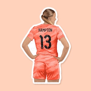 ハンナ・ハンプトン ビニールステッカー、レディースサッカーステッカー、チェルシー女子ステッカー、ライオネスステッカー、レディースサッカーギフト、ライオネスギフト