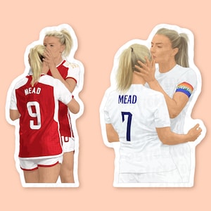 Naklejki winylowe Beth Mead i Leah Williamson, Naklejki piłkarskie dla kobiet, Naklejki Arsenal Women, Naklejki Lionesses, Prezenty England Lionesses