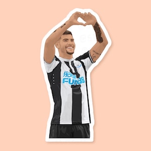 Bruno Guimaraes Adesivo de Vinil, Adesivos Newcastle United, Presentes Geordie, Adesivos Premier League, Adesivos de Futebol, Presentes Newcastle United