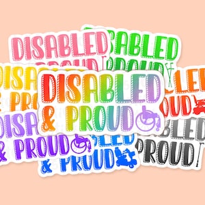 Adesivo de vinil para auxílio à mobilidade Disabled & Proud, adesivos para cadeira de rodas, adesivos para bengala, adesivo para deficiência, adesivo para scooter de mobilidade