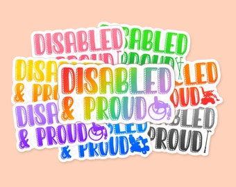 Disabled & Proud' Mobility Aid Vinyl Sticker, Wheelchair Stickers, Walking Stick Stickers, Disability Sticker, Mobility Scooter Sticker