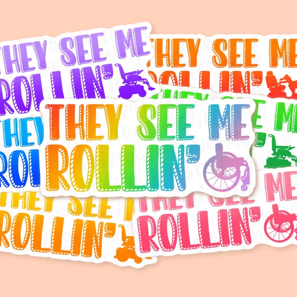 Ze zien me Rollin' vinylsticker, rolstoelstickers, scootmobielstickers, handicapstickers, elektrische stoelstickers, handicappride