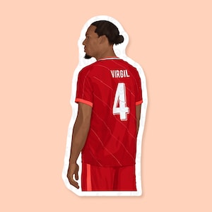 Adesivo de vinil Virgil Van Dijk, adesivos do Liverpool, presentes do Liverpool FC, adesivos da Premier League, Copa do Mundo 2022, Liga dos Campeões