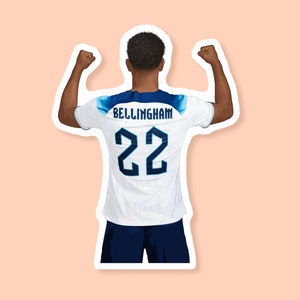 Pegatina de vinilo de Jude Bellingham, Copa del Mundo 2022, Pegatinas de fútbol, Pegatina de Inglaterra, Liga de Campeones, Regalos de fútbol de Inglaterra, Regalos para él