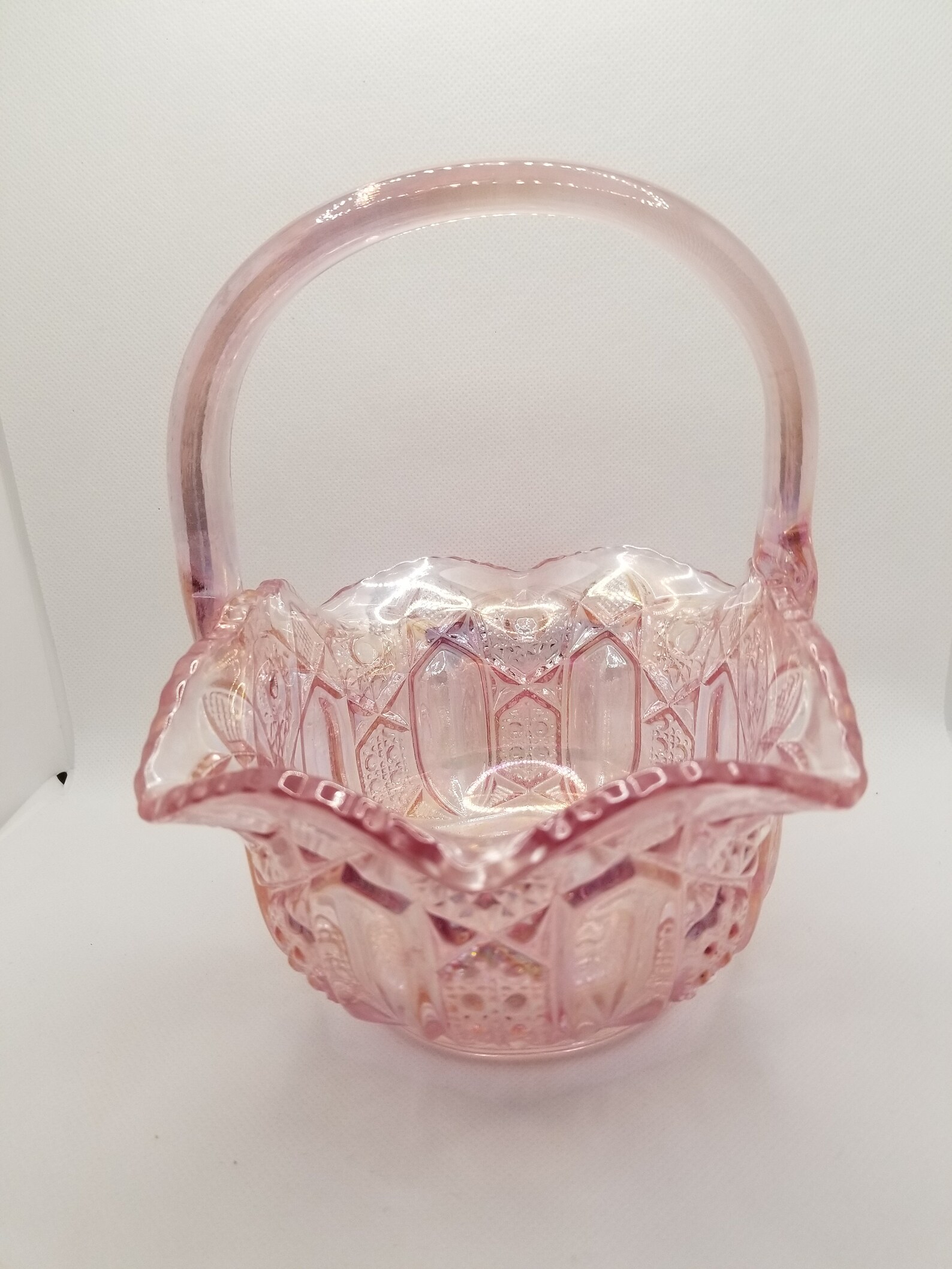 Vintage L. E. Smith Glass Basket Etsy