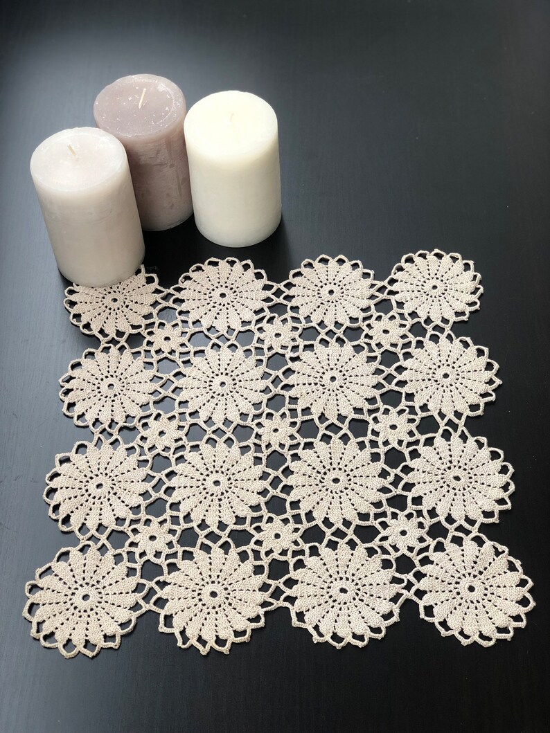 Vintage Crochet Doily, Wedding Doilies,square Home Decor,table