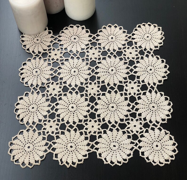Vintage Crochet Doily, Wedding Doilies,square Home Decor,table