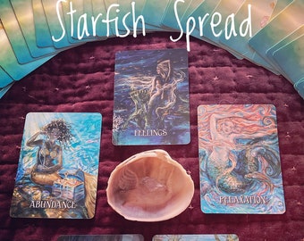 Mermaid Oracle Mermaid Oracle Card Reading, Messages From the Mermaids Starfish or Seashell Spread with Downloadable PDF