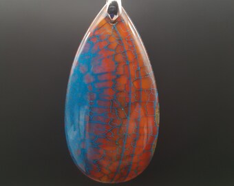 red Dragon Veins Agate Pendant stone Unique orange EA609