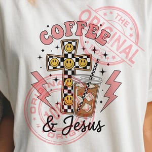 Aesthetic Coffee and Jesus PNG, Christian Shirt Design, Faith Printable Art, Christian Jesus Sublimation