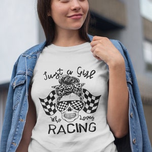 Just a Girl Who Loves Racing svg, Racing Skull SVG, skull png
