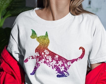 Floral Cat SVG, Cat png, Cat With Flower, Cat Clipart, Floral Cat Animal png 2 file