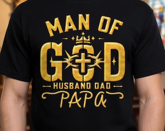 Man of God SVG: Husband Dad Papa, Christian Cross (Digital Download)