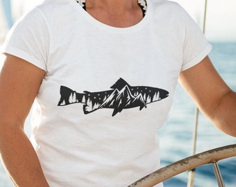Fish and Mountains svg, Fish and Trees SVG, Trout SVG, Fishing SVG, Trout Fishing