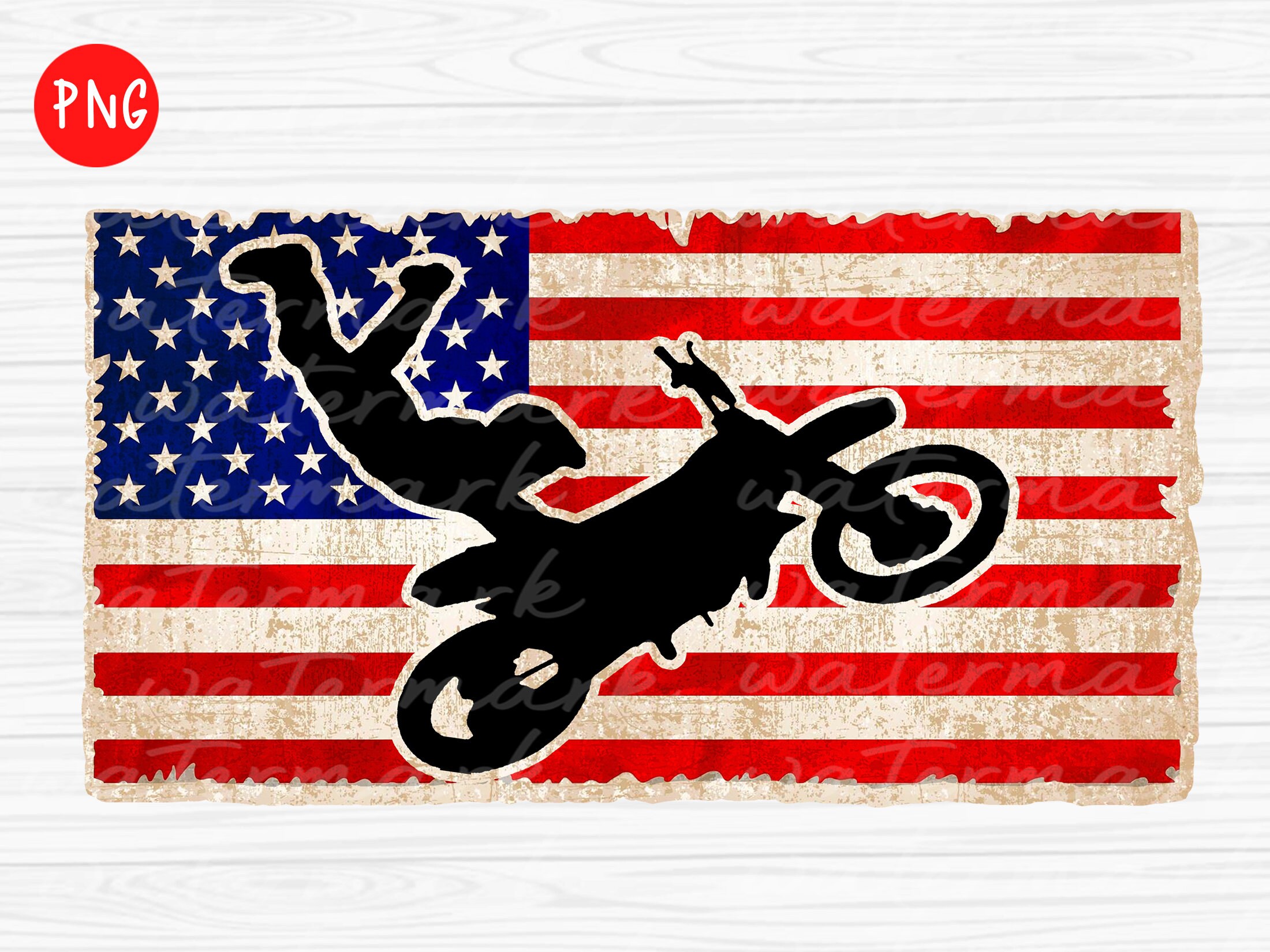 Dirt Bike American Flag Motocross Biker Sublimation Png Dirt Etsy UK