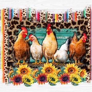 Chicken Sunflower PNG, Chicken PNG sublimation download Farm animal sublimation design