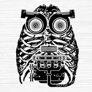 Mechanic Skull SVG: Engineer Skeleton Car Design (Digital Download)