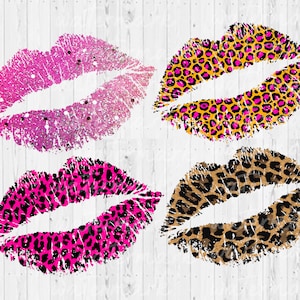 Leopard Lips PNG Clipart: Kiss Sublimation Designs (Digital Download)
