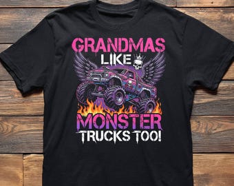 Grandmas Like Monster Trucks PNG, Retro Grandma Sublimation (Digital File)