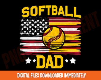 American Softball Dad PNG : Design patriotique pour la fête des pères (téléchargement numérique)