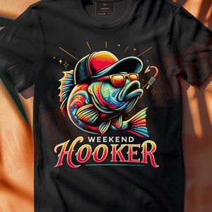 Fishing Lover PNG Design | Weekend Hooker Bass Clipart | Retro Neon Digital Art | Funny Sublimation File | Instant Access