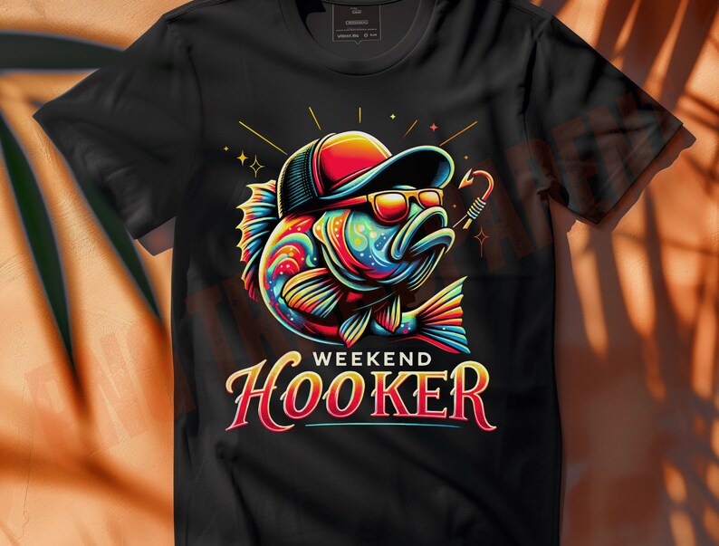 Fishing Lover PNG Design | Weekend Hooker Bass Clipart | Retro Neon Digital Art | Funny Sublimation File | Instant Access