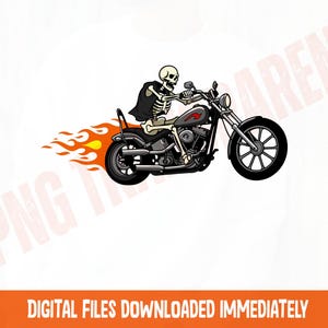 Skeleton biker png, motorcycle skeleton png, flaming skull png, biker skull png, halloween png, biker png, skull rider png