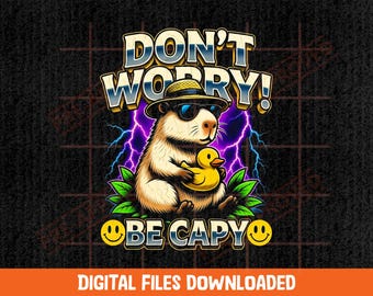 Grappige capibara png sarcastische dierenliefhebber chill vibes shirt schattig retro dierenliefhebber ontwerp png digitale download
