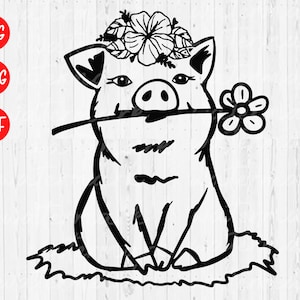Pigs flower svg, Pigs Svg files for cricut, Farm animal flower, Piggy, Piglet, Swine, Farmhouse clipart