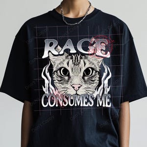 Funny Rage Cat PNG: Angry Tabby Meme, Gothic Pet Design (Digital Download)