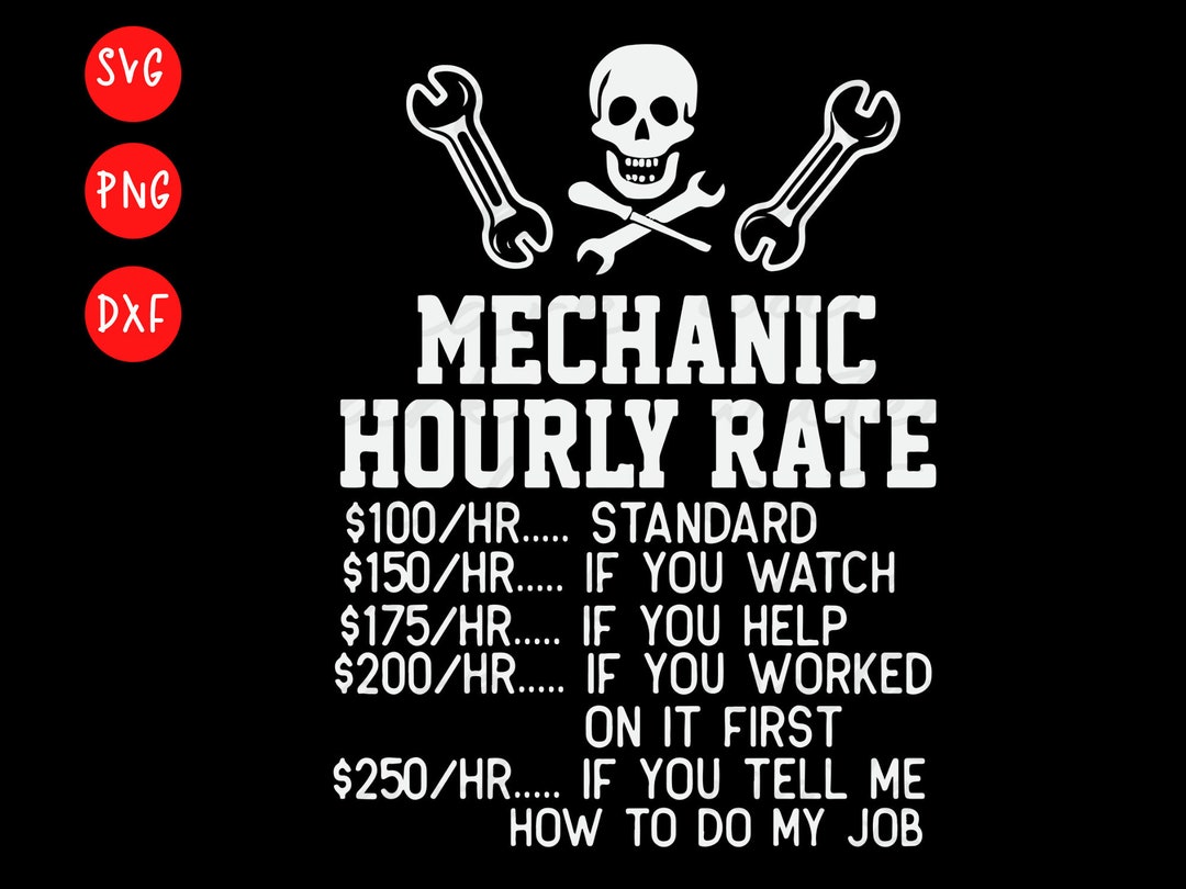 Mechanic Hourly Rate Svg, Labor Rates Funny Coworkers Car Svg, Garage