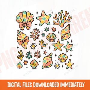 Wildflower Seashell Clam Summer Png, Wildflower Summer Design, Summer Vacation Png, Summer Vibes Png, Floral Summer Png, Summer Beach Png
