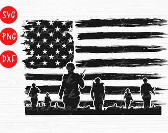 Military Soldiers USA Flag SVG: Veteran Patriotic Cricut (Digital Download)