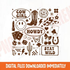 Cowgirl Howdy PNG: Western Boho Sublimation Design (Digital Download)