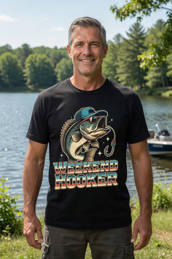 Weekend Hooker Fish PNG, Outdoorsman Gift Sublimation, Fishing T-shirt Design Digital Download
