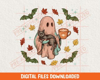 Cute Ghost Png Spooky Cute Png Ghost Cat Png Cozy Fall Png Digital Download