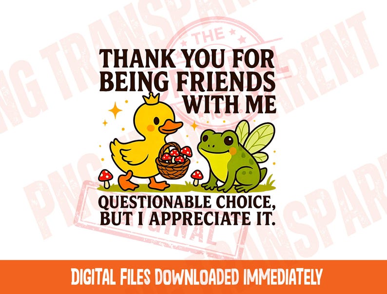 Funny Friends Png Retro Frog and Duck Mushroom Sublimation Design Funny ...