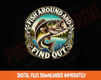 Immagine PNG di un papà che pesca al persico trota in stile vintage (download digitale)