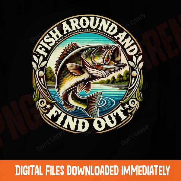Vintage Bass Fishing Dad PNG (Digital Download)