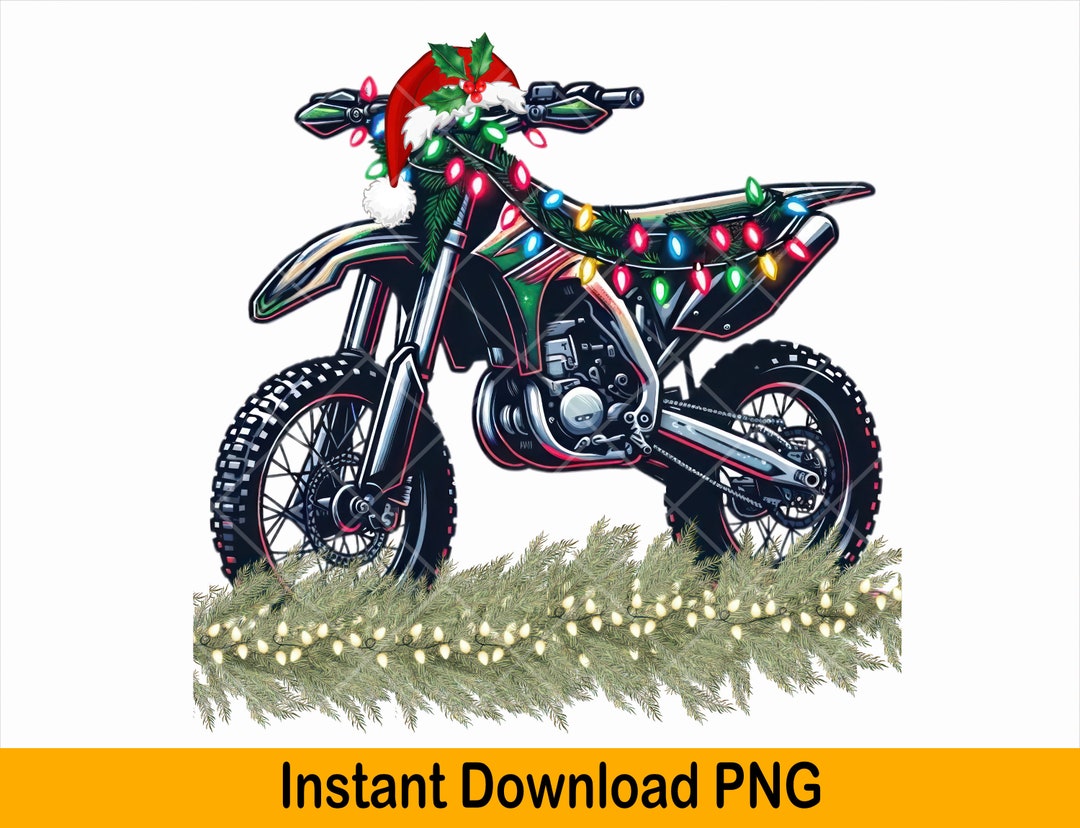 Dirt Bike Christmas Lights Png, Motorcycle Png, Racing Png, Sports Png