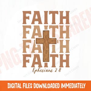 Faith cross png, leopard print sublimation, Christian faith png, Ephesians 2 8 design, trendy Jesus clipart, animal print faith png