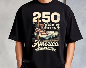 Christian Patriotic Cross png, 250 Years God's Grace America png, 4th of July Faith Cross, USA Flag